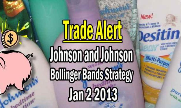 Trade Alert – Johnson and Johnson Stock Jan 2 2013 – Bollinger Bands Strategy Trade