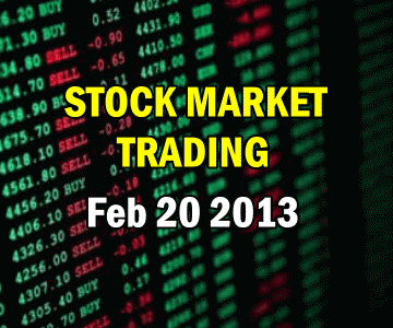 Stock Market Trading For Feb 20 2013