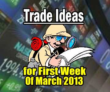 Trade Ideas For The First Week Of March 2013
