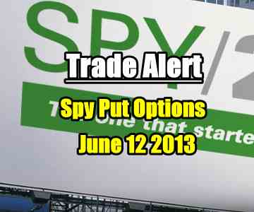 Trade Alert – Spy Put Options – June 12 2013
