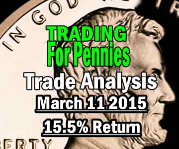 Trading For Pennies Strategy Trade Analysis for Mar 11 2015 – 15.5% Return